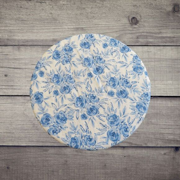 Kitchenaid Bowl Cover, Reversible Black White Floral and Blue Rose Mixer Cover - Picture 3 of 8